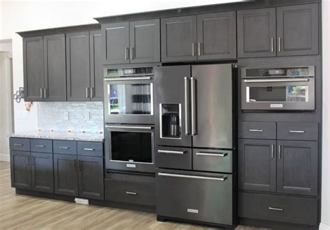 black stainless steel appliances with grey cabinets|black stainless steel cabinets colors.